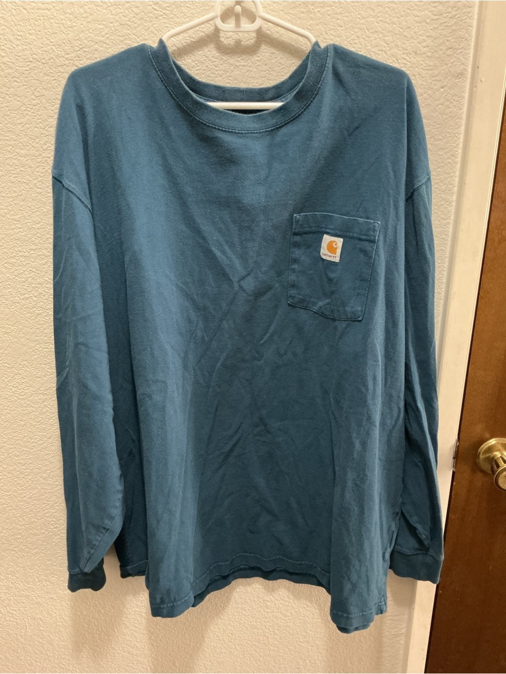 Carhartt Men's Original Fit Blue Knit Long Sleeve Pocket T-Shirt 2XL